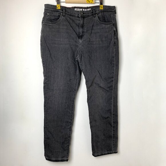 Eddie Bauer Women's Boyfriend Flannel-lined Jeans in Washed Cinder - Picture 1 of 5